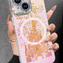 Toycamp for iPhone 15 Case - Compatible with Magsafe Aesthetic Cute Holographic i15 Case with Diamond Bling Lens Protector for Apple 15 Cover for Women Girls, Fireworks Castle