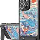 3 x Bouvardia for iPhone 16 Pro Max Case - Multi-Scenario Kickstand & Ocean Whale Shark Pattern - Compatible with Magsafe - Aesthetic Cute Design for Women and Girls