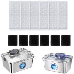 PETIMI Accessories Set (Replacement Filter & Water Pump Sponge) for Pet Water Fountain- 6 pcs Packed Filters and 6 pcs Packed Sponges, Fits PETIMI 2 Gallons and 3 Gallons Pet Fountain Series