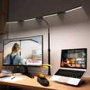 Adjustable LED Desk Lamp with Clamp, 4-Head Eye-Caring CRI95+ Desk Light, Stepless Dimming & Color Temp Remote Control, Flexible Neck, 5-Mode for Reading, Computer, Crafting, 90" Wide Desk Coverage (Black)
