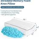 HOMBYS Shredded Memory Foam Knee Pillow for Side Sleepers, 6.5" Height Pillow Between Legs for Aligns Spine & Relieves Pressure Hip & Leg Elevation, Supportive Pillow for Pregnancy, Sciatica, White