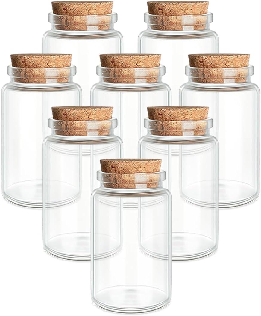 8-Pack 50ml (1.69 oz) Glass Bottles with Cork Stoppers  for Spell Bottles, Spice Jars, DIY Party Favors, Travel Memories & Plant Propagation  Empty Recyclable Containers for Crafts, Kitchen,Dcor