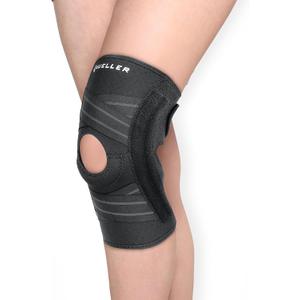 MUELLER Sports Medicine Self Adjusting Knee Brace for Men and Women, Knee Stabilizer for Compression and Pain Relief Support, Ideal for Arthritis, Sprains, Black, One Size