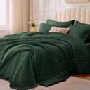 Queen Comforter Set Emerald Green - Bed in a Bag Queen Size 7 Pieces, Soft Bedding Set for All Seasons, Christmas Premium Queen Comforter Set with Comforter, Sheets, Pillowcases & Shams