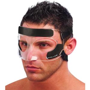 MUELLER Sports Medicine Face Mask for Men & Women, Adjustable Clear Face Guard, Nose & Cheek Protection for Basketball & Cosmetic Procedures, Shatterproof with Foam Padding, One Size