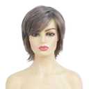 Kaneles Gray Short Wigs with Bangs Natural Fluffy Synthetic Hair Wigs for Women Grey Hair Replacement Wigs for Daily Use