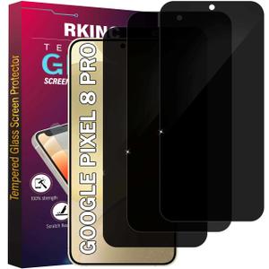 2 x RKINC Screen Protector [3-Pack] for Google Pixel 8, Privacy Tempered Glass Film Screen Protector, [Anti Spy][Anti-Scratch][Bubble-Free]