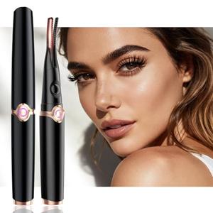 Heated Eyelash Curlers - 2 in 1 Clip- Type Electric lash Curler Best Seller 5S Heating Eyelash Curler 3 Temp Settings for Makeup Tools USB Rechargeable Natural Curling-Black E1