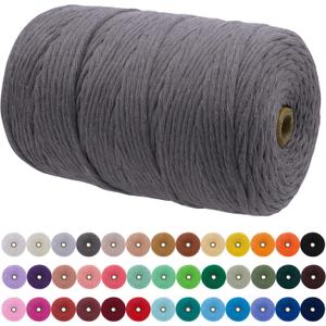 JeogYong Single Strand Macrame Cord 3mm x 218 Yards (656 Feet) Soft Cotton Rope Macrame Yarn 3 mm Macrame Cord, Macrame Supplies for Crafts Wall Hangings Plant Hangers Decorations (Gray) JeogYong Single Strand Macrame Cord 3mm x 218 Yards (656 Feet) Soft Cotton Rope Macrame Yarn 3 mm Macrame Cord, Macrame Supplies for Crafts Wall Hangings Plant Hangers Decorations (Gray)