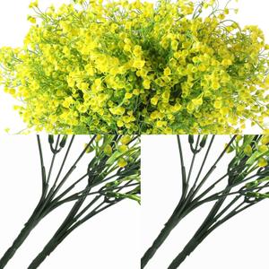 WILLBOND 12 Bundles Spring Artificial Flowers Outdoor Artificial Plant Decor UV Resistant Fake Plastic Flowers Faux Shrubs for Home Garden Porch Hanging Planters Outdoor Summer Decoration(Yellow)