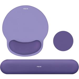 MOSISO Wrist Rest Support for Mouse Pad&Keyboard Set, Circle Curved Ergonomic Mousepad&Coaster Non-Slip Base Home/Office Pain Relief&Easy Typing Pad with Soft Cloth&Silicone Lining, Imperial Purple