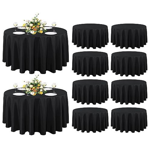 sancua 10 Pack Round Tablecloth Black 90 Inch - Stain and Wrinkle Resistant Table Cloth, Washable Polyester Table Cover for Dining Tables, Buffet Parties and Camping
