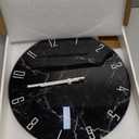 Black Minimalist Wall Clocks for Living Room Glass Marble Pattern Wall Clocks Battery Operated 12 Inch Abstract Wall Clock Non Ticking