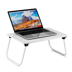 Ruxury Folding Lap Desk Laptop Stand Bed Desk Table Tray, Breakfast Serving Tray, Portable & Lightweight Mini Table for Sofa Couch Floor - White Wood