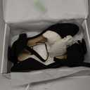 PANDANINJIA Girls Heels Sandals Toddler Flower Girl Dress Shoes Princess Mary Jane Pumps Low Heel Wedding Party Wendy Shoes for Little Kid/ Big Kid Size 3, Black Suede