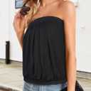 CHICGAL Women's Tube Tops Summer Casual Bandeau Tank Casual Strapless Blouse Off The Shoulder Tunic Shirts 2026 (Black, M)