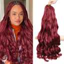 WIPPORYA Burgundy French Curl Braiding Hair 24 Inch Soft Braiding Hair Pre Stretched Loose Wave Bouncy 100g/pack Yaki Hair for Black Women Hair Extensions for Braids(Burgundy 24 Inch)