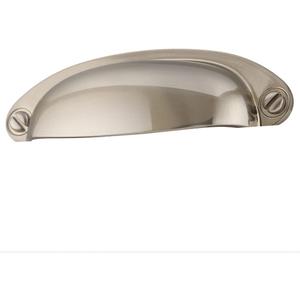 6-Pack 3 1/2" Hole spacing Vintage Farmhouse Style Pulls Cup Pull Handles Knobs Shell Ear-Like Handle Knobs for Cabinet Dresser Drawer Bin 3.5 inch 89mm (6, Brushed Nickel)