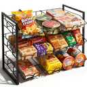 ZAVOOS Candy Display Rack, 3 Tier Metal Snack Display for Retail Counter, Adjustable Snack Stand Shelf Chip Bag Holder Rack for Home Kitchen, Store, Concession Stand, Theater