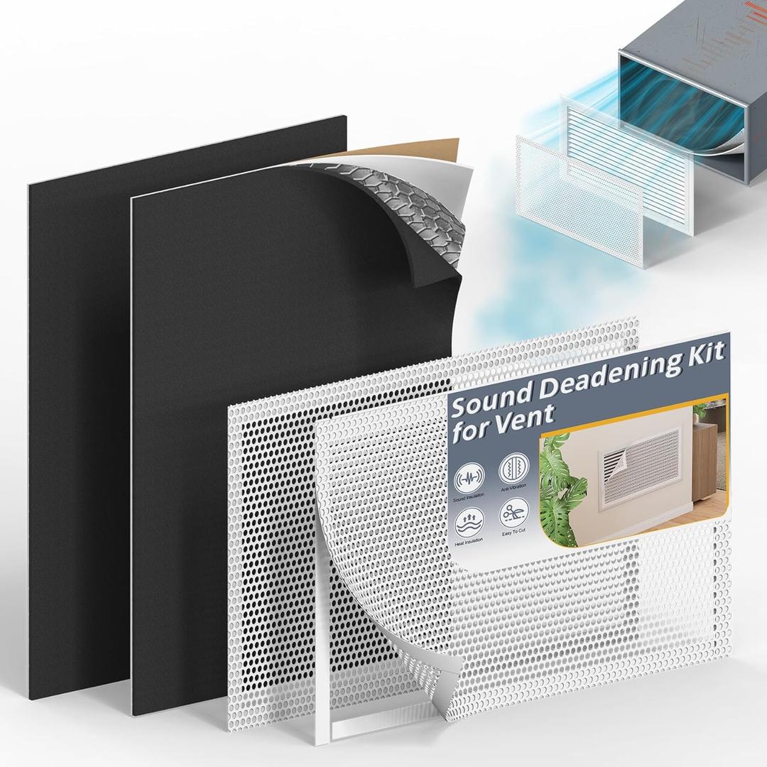 Flamorrow Sound Deadening Kit for Vent, Enhanced Sound Deadener and Mesh Air Vent Blockers for Noise & Vibration Insulation, 2 Pack Sound Deadening Mats and 10" 14" Mesh Vent Covers for HVAC Vents