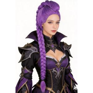 24-inch Purple Long Braided Wigs for Girls Anime Character Cosplay Wig for Halloween Costume Wig
