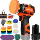 Brushless Cordless Polisher, 3" Mini Buffer & Sander Machine Kit, 2 Variable Speed Small Sander (0-500/0-3000 RPM), 3.0Ah Battery, 31 Accessories for Car Detailing/Buffing/Sanding/Waxing