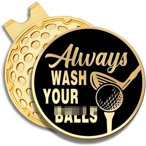 Always Wash Your Black Gold Golf Ball Marker with Magnetic Hat Clip, Golf Accessories for Men Women, Golf Gift for Men Women Golfer, Birthday Retirement Gift for Dad Grandpa Golf Fan