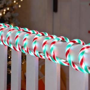 Joiedomi 40FT LED Candy Cane Rope Lights, Waterproof Outdoor 360 LED Christmas Decor Lights for Garden Yard Party Xmas Christmas Holiday Decorations (Red & Green & Cool White)
