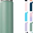 24 oz Insulated Water Bottle with Handle, 304 Stainless Steel Water Bottles with Wide Mouth, Double Wall Vacuum Sports Water Bottle, BPA Free, Keep Cold and Hot, Forest Green