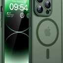 TOCOL Magnetic for iPhone 14 Pro Case, Upgraded Full Camera Protection, Compatible with Magsafe, Drop Protection, Translucent Matte Back Bumper Phone Cover 6.1-Inch, Alpine Green