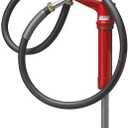 Lincoln 1335 Lever-Action Fluid Transfer Pump, Fits 16- to 55 Gallon Drums, 8.5 Fl. Oz. Per Stroke, 2" Bung, Brass Rings, 6' Removable Hose, Steel Outlet Nozzle, Check Valve, Multi-Position Handle