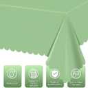 2 Pack Plastic Sage Green Tablecloth, Disposable Scalloped Table Cloth for Rectangle Tables for Wedding Bridal Shower Baby Shower Birthday Tea Garden Party, 54 X 108Inch (Sage Green, 2 Pack)