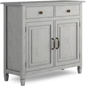 SIMPLIHOME Connaught 40-inch Wide Solid Wood Storage Cabinet in Fog Grey for Entryway, Living Room, Organizer for Hats, Gloves, Shoes, Keys, Slim Design, Traditional Style SIMPLIHOME Connaught 40-inch Wide Solid Wood Storage Cabinet in Fog Grey for Entryway, Living Room, Organizer for Hats, Gloves, Shoes, Keys, Slim Design, Traditional Style