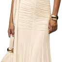 Verdusa Women's Corset Dress Wedding Guest Dresses Statement Holiday Off Shoulder Ruched Mesh Formal Outfits Apricot Medium