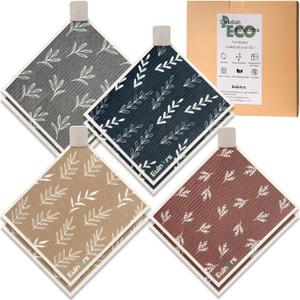 Eulnars Swedish Dishcloths, 8 Pack Reusable Paper Towels with Clips, Quick Drying Dish Towels, Super Absorbent Cellulose Sponge Cloths, No Odor, Kitchen Cleaning Essentials (Simple Leaf)