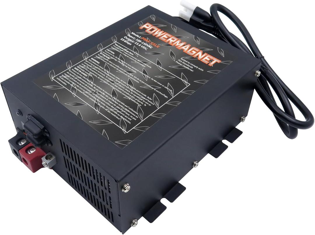 PM4 55-Amp RV Power Converter & 4-Stage Smart Battery Charger - 110V AC to 12V DC Converter Charger Combo | Safe Replacement for RVs, Campers, Trailers & Boats | UL Listed & CE Certified