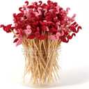 Cocktail Picks 200 Counts Handmade Sticks Wooden Natural Bamboo Toothpicks Cocktail Sticks Party Supplies (Flamingo)