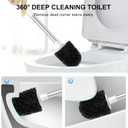 SetSail Toilet Brush and Holder 2 Pack, Self Closing Lid Toilet Bowl Brushes Holder and Extra Long Handle Ventilated Toilet Brush Set for Bathroom Cleaning, Nylon Bristles, White & Grey