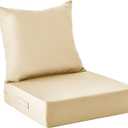 Outdoor Cushions for Patio Furniture,Outdoor Seat Cushion Set 24 x 24 x 5.75 Inch,Waterproof & Fade Resistant Outdoor Chair Cushions,Deep Patio Chair Cushion with Removable Cover,Beige