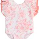 RuffleButts Baby/Toddler Girls Ruffle Strap One Piece Swimsuit w/UPF 50+ Sun Protection (18-24 Months, Bubblegum Pink Butterfly Garden Toile)