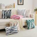 FUTEI Light Purple White Decorative Throw Pillow Covers 20x20 Inch Set of 2,Soft Tie Dye Faux Rabbit Fur Striped Texture Cushion Covers,Modern Home Decor for Couch Bed Living Room