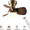 20 Inch Ceiling Fan with Light3 Solid Wood BladesBrass with Light with Remote Control Small Ceiling Fan Suitable for Living Room, Dining RoomBedroom