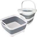 Collapsible Basin Bucket (9L+5L)-Collapsible Dish Tub Portable Sink-Foldable Sink Tub for Cleaning Foldable Portable Plastic (Grey+5L Grey)