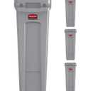 Rubbermaid Commercial Products Slim Jim Trash Can Waste Bin with Venting Channels, Gray, for Kitchen/Office/Workspace, Pack of 4