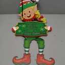 Elf Girl Hanging Sign with Lights - Christmas Decorations Hanging Sign - Wooden Door Sign with Light - Merry Christmas Wall Decor Indoor/Outdoor Xmas Decor Ornament for Home, Classroom, Office