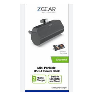 Mini Portable USB-C Power Bank 2 Phone Charges 5000 mAh