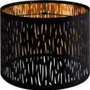GOSO Black Lamp Shade Drum Lamp Shades with Etching Crystal Design,13 "Top x 13" Bottom x 10 "High", Lamp Shades for Table Lamps, Floor Lamp, Pendant Light, Easy Assembly Black Shades