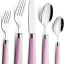 ANNOVA Silverware Set 20 Pieces Cutlery Stainless Steel Colorful Fun Handle Flatware Service for 4 - Dinner Knife, Dinner Fork, Salad fork, Dinner Spoon, Dessert Spoon (Light Pink, 20 Pieces)