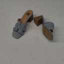 SM New York NWB Ina Denim Block Heel Sandals Open Toe Slip-On Neutral Shoes 8 1/2
