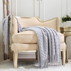 CREVENT Rustic Farmhouse Couch Sofa Throw Blanket for Bedroom Living Room Decoration, Soft Warm Cozy Light Weight for Spring Summer (50''X60'' Light Grey)